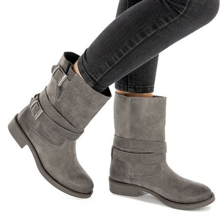 Maciejka Gray women's leather Knee-high Boots
