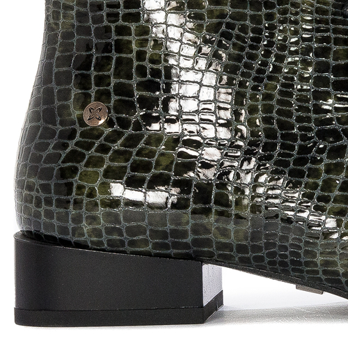 Maciejka Green Leather women's Boots 5743C-09/00-7