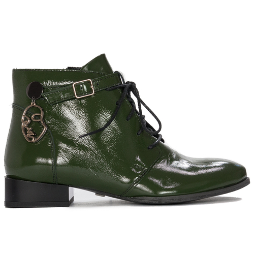 Maciejka Green Pattented Leather women's Boots 5743A-45/00-7