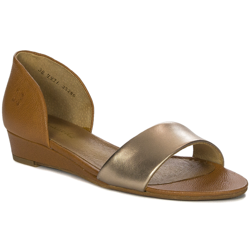 Maciejka Leather Brown + Gold Women's Sandals 01971-68/00-5