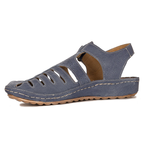 Maciejka Leather Navy Blue Women's Sandals