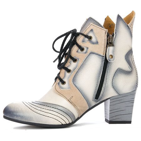 Maciejka Light Gray Lace-up Boots 03194-13/00-5