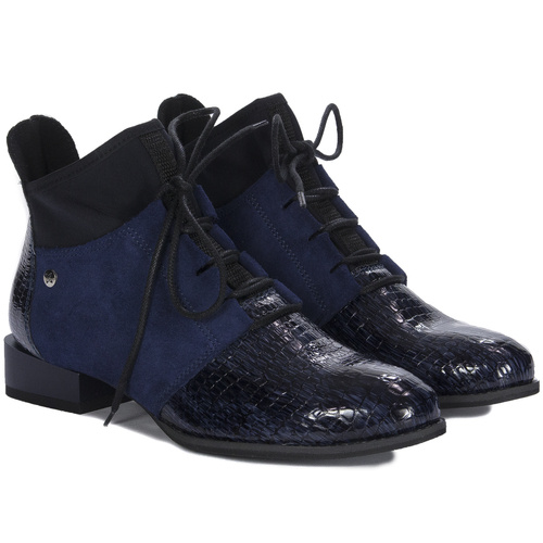 Maciejka Navy Blue Lace-up Boots 04744-27/00-7