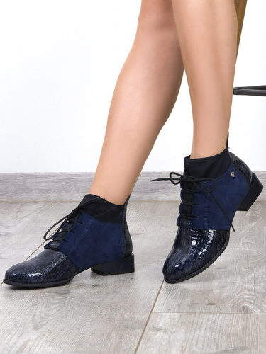 Maciejka Navy Blue Lace-up Boots 04744-27/00-7