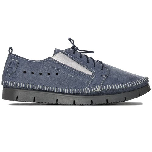 Maciejka Navy Blue Leather Flat Shoes 05874-17/00-1