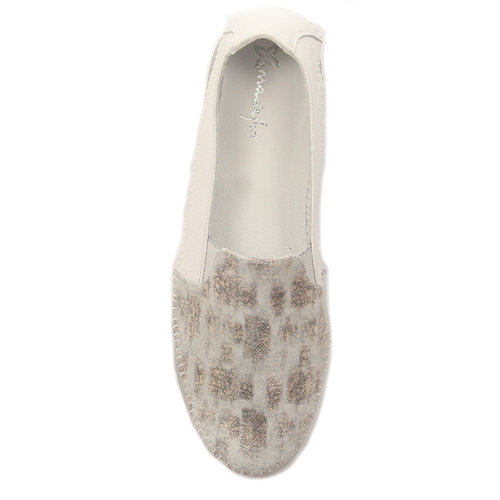 Maciejka White&Silver Leather Flat Shoes 5814A-13/00-1