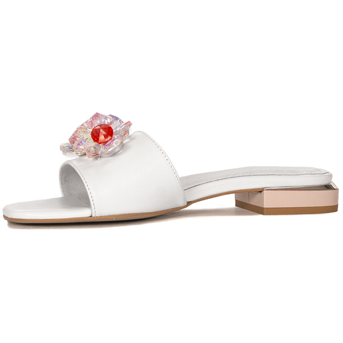 Maciejka White Women's Leather Slides