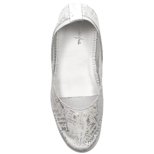 Maciejka White and Silver Ballerina Shoes 