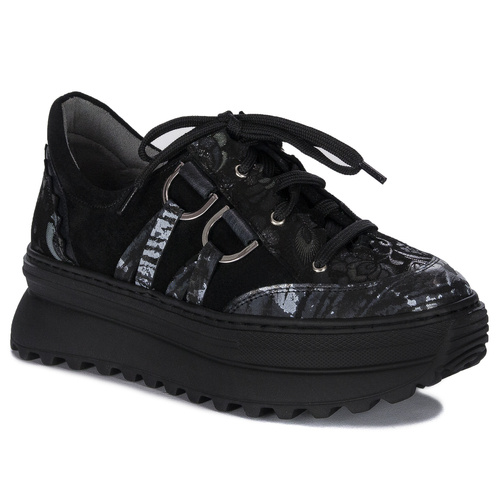 Maciejka Woman's Black Leather Sneakers