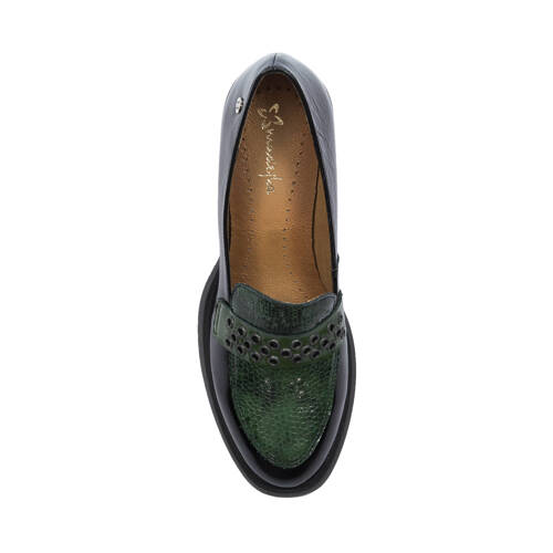 Maciejka Woman's Leather Black Green Low Shoes