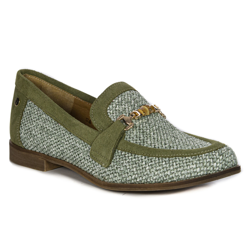 Maciejka Woman's Leather Green Flat Shoes