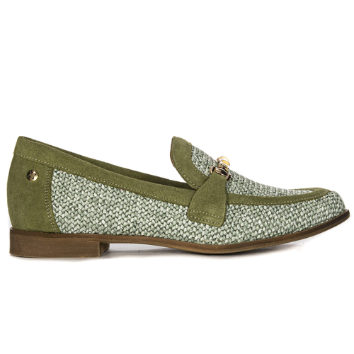 Maciejka Woman's Leather Green Flat Shoes