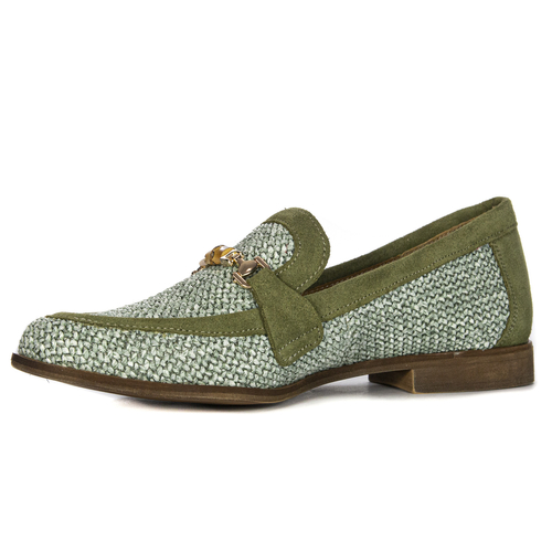 Maciejka Woman's Leather Green Flat Shoes