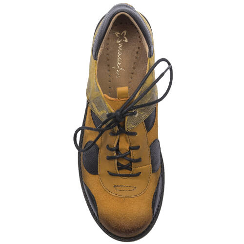 Maciejka Woman's Leather Yellow and Black Flat Shoes