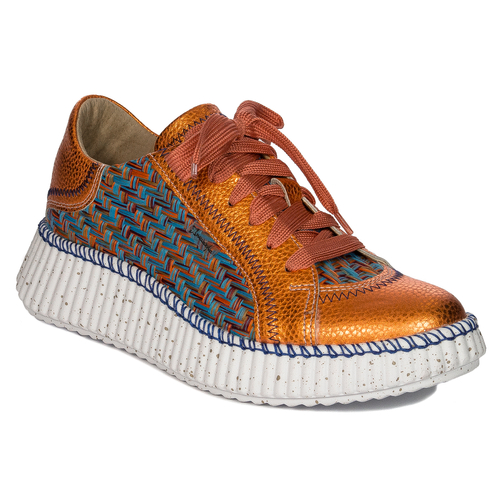 Maciejka Woman's Orange Leather Sneakers 06327-18/00-1