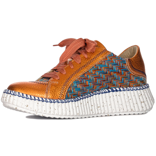 Maciejka Woman's Orange Leather Sneakers 06327-18/00-1