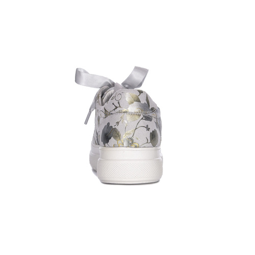 Maciejka Woman's Sneakers Grey Flowers Leather N6482-38/00-1