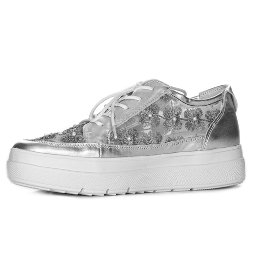 Maciejka Woman's Sneakers Silver Leather N6480-35/00-1