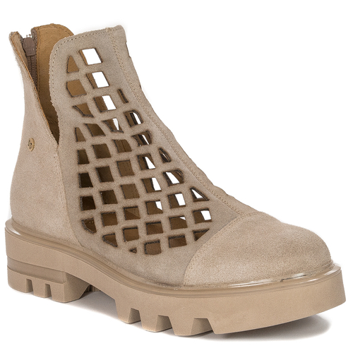 Maciejka Women's Beige openwork leather ankle boots