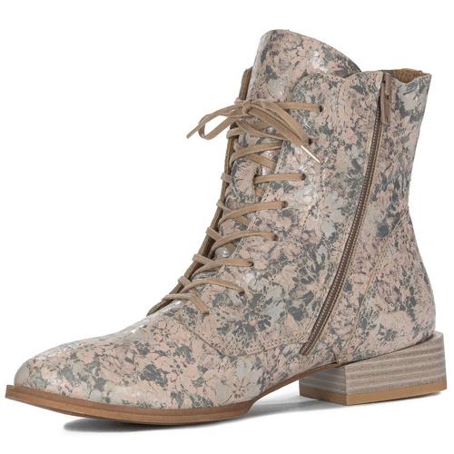 Maciejka Women's Flowers Nude Lace-up Boots