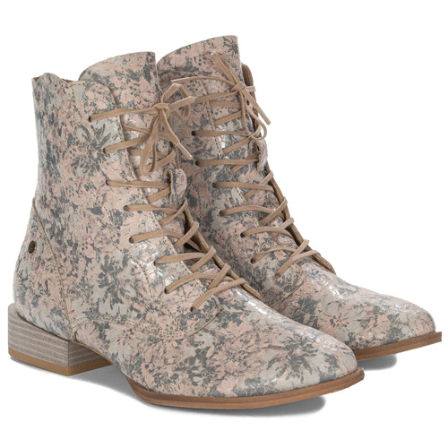 Maciejka Women's Flowers Nude Lace-up Boots