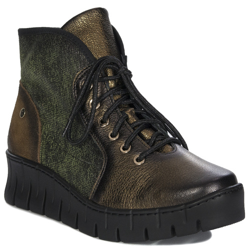 Maciejka Women's Leather Green - Gold Boots