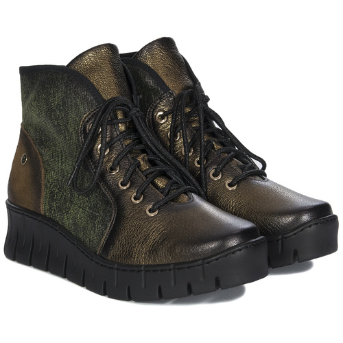 Maciejka Women's Leather Green - Gold Boots