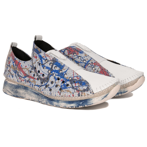 Maciejka Women's Leather Shoes White Blue