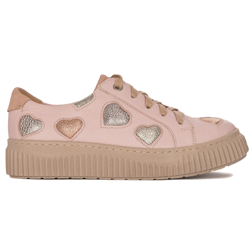 Maciejka Women's Pink Hearts Flat Shoes