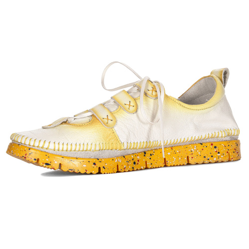 Maciejka Women's White + Yellow Flat Shoes