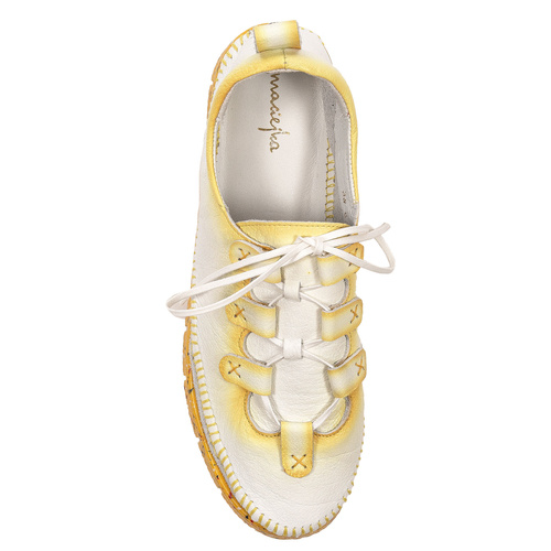 Maciejka Women's White + Yellow Flat Shoes