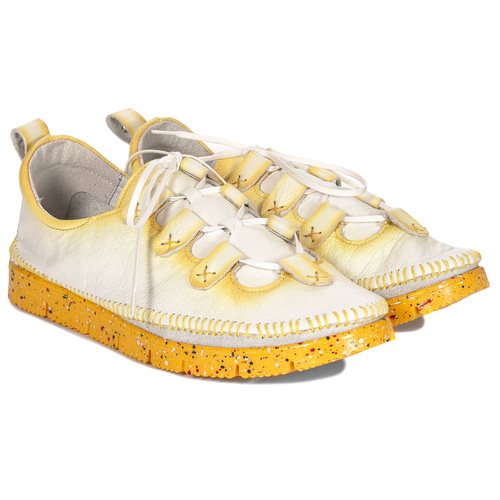 Maciejka Women's White + Yellow Flat Shoes