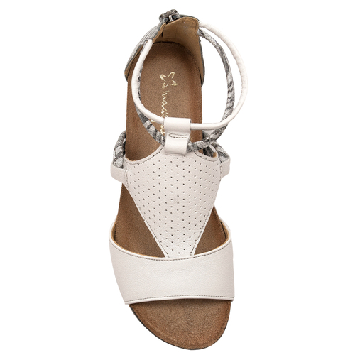 Maciejka Women's natural leather White + Grey sandals