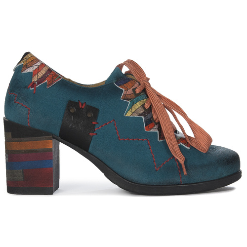 Maciejka Women's natural velor leather turquoise low shoes