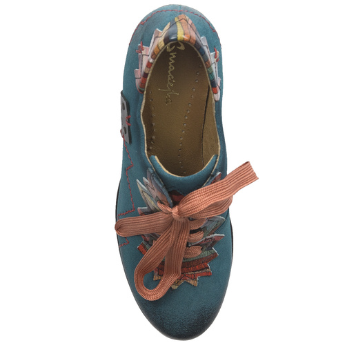 Maciejka Women's natural velor leather turquoise low shoes