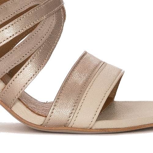 Maciejka Women's sandals in natural leather beige&gold
