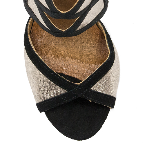 Maciejka Women's sandals in natural leather gold + black
