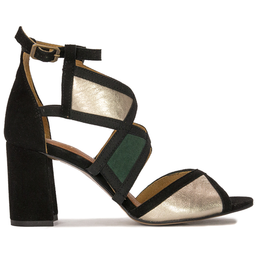 Maciejka Women's sandals in natural leather green + black