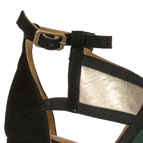 Maciejka Women's sandals in natural leather green + black