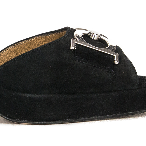 Maciejka Women's sandals in natural velor leather black