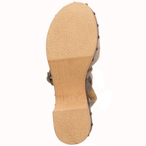 Maciejka Women's sandals in natural velor leather ciemny beige