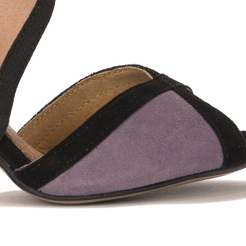 Maciejka Women's sandals in natural velor leather violet + black