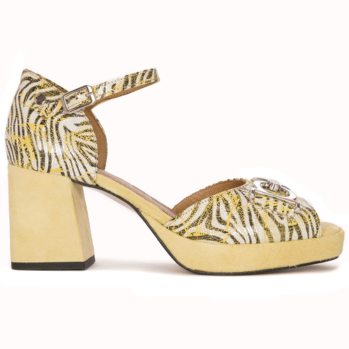 Maciejka Women's sandals in natural velor leather yellow