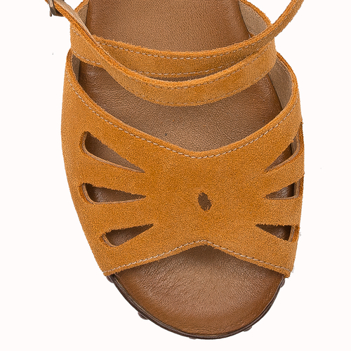 Maciejka Women's sandals natural velor leather mustard