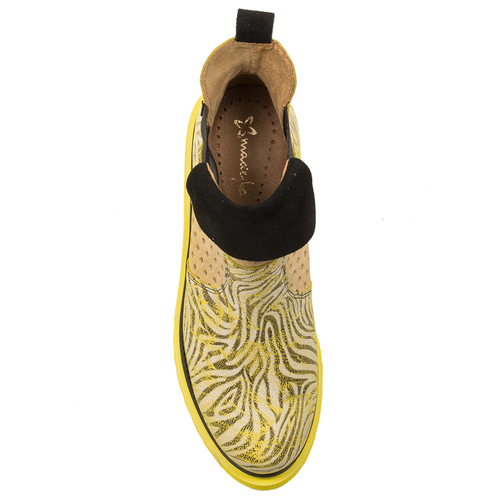 Maciejka Women's yellow openwork leather ankle boots