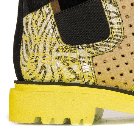 Maciejka Women's yellow openwork leather ankle boots