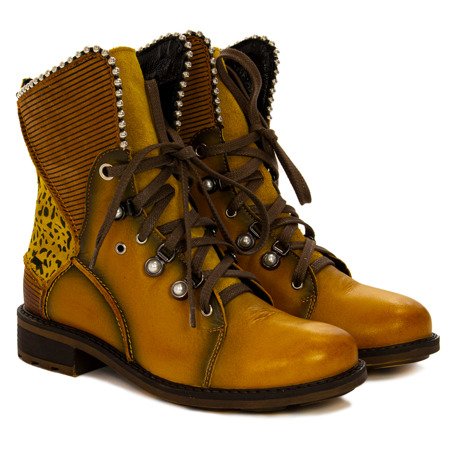 Maciejka Yellow Lace-up Boots 3623A-07/00-3