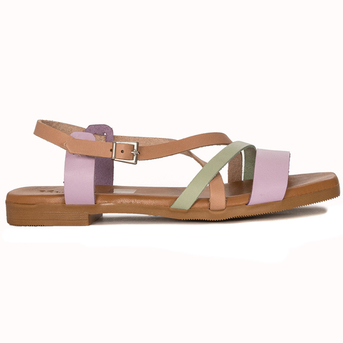 Maciejka beige leather women's flat sandals