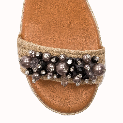 Maciejka black leather women's espadrilles sandals