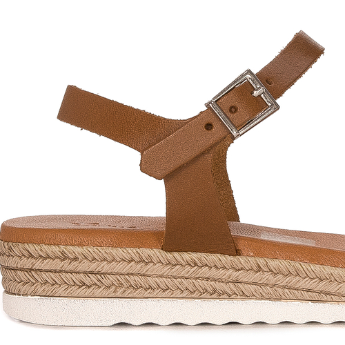 Maciejka brown leather women's espadrilles sandals